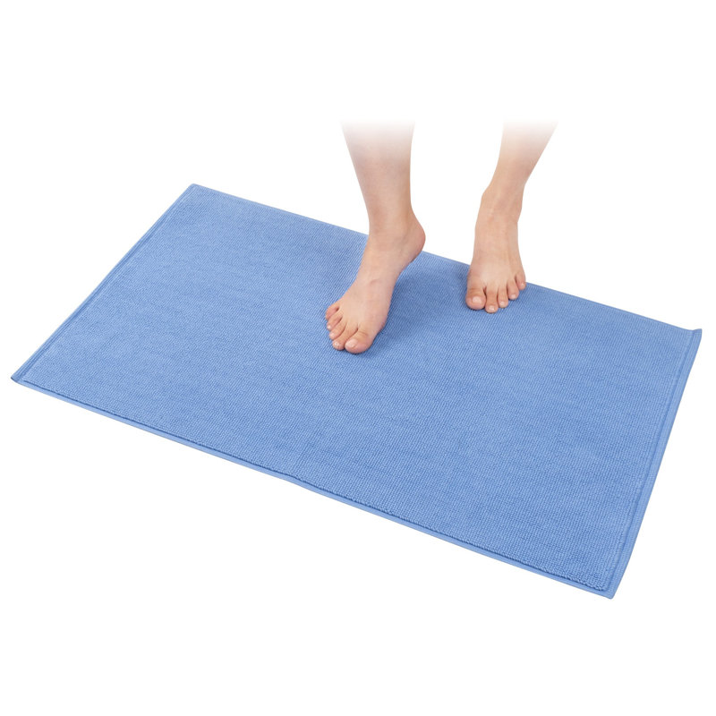 Tapis pour salle de bain 100% coton Chemung, L 20 po x L 34 po, Bleu ciel