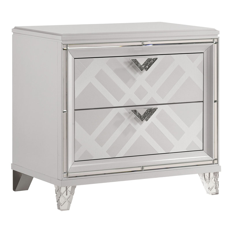 Table de chevet 2 tiroirs Waldrup, Blanc