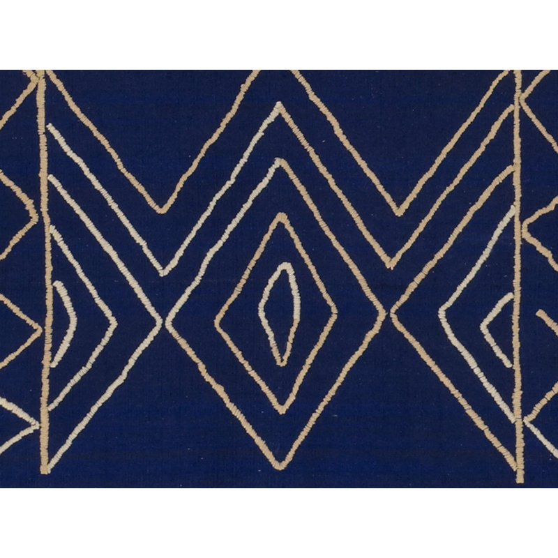 Tapis bleu foncé handwoven à tissage plat
