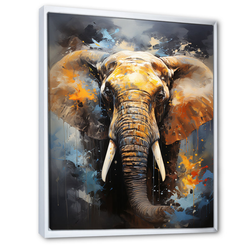 «Elephant Dreams In Colors on», reproduction sur toile, H 44 po x l 34 po x P 1,5 po, Cadre flottant blanc