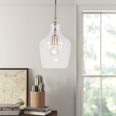 Luminaire suspendu moderne à 1 lumière avec verre transparent pour salle à manger