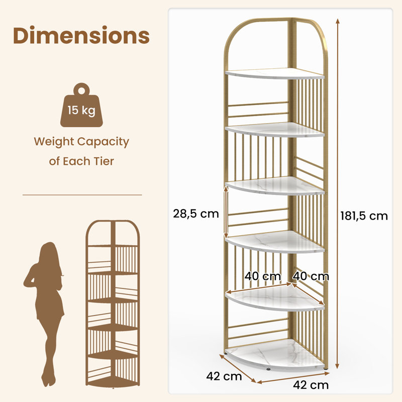 181.5cm H x 42cm W Metal Bookcase, White