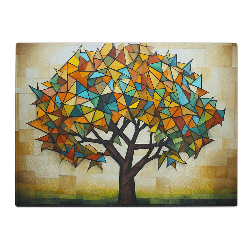 Tree Geometric  Glass Chopping Board