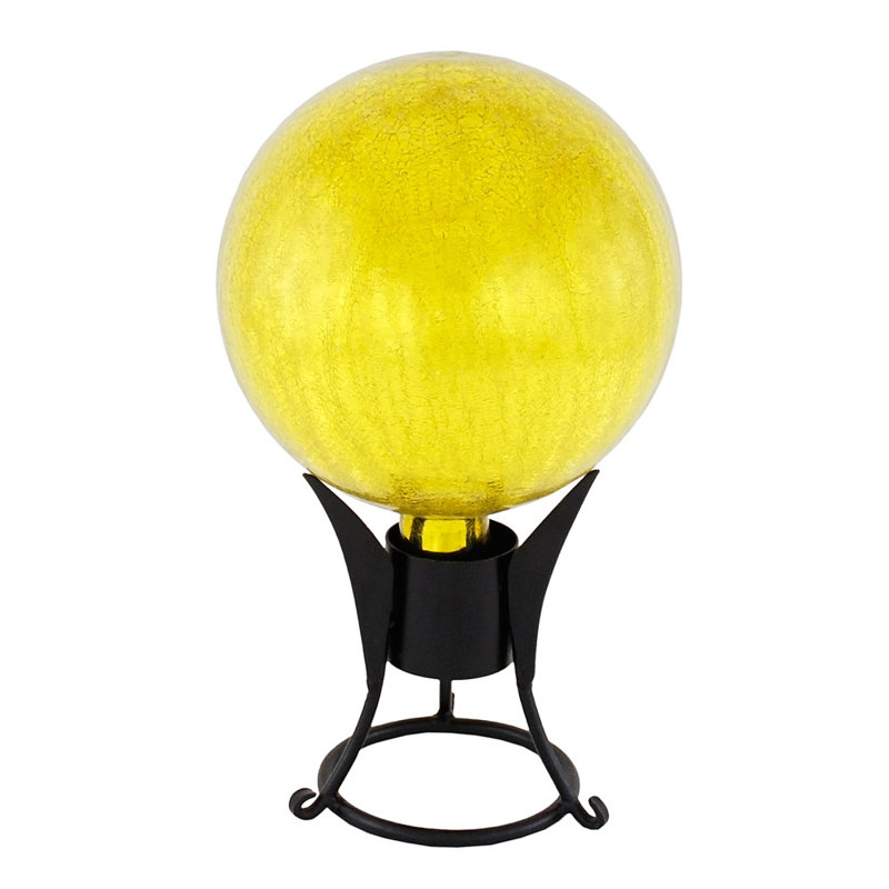 10-Inch Yellow Crackle Glass Gazing Globe