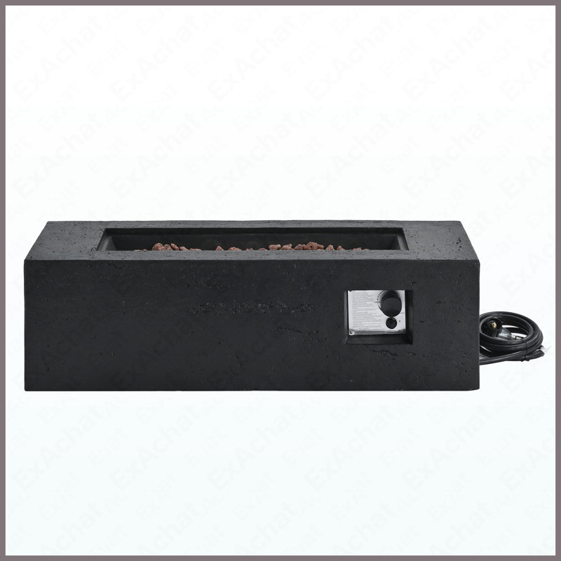Rectangular MGO Propane Fire Pit Table 40000 BTU For Outdoor Patio Garden Backyard, Black