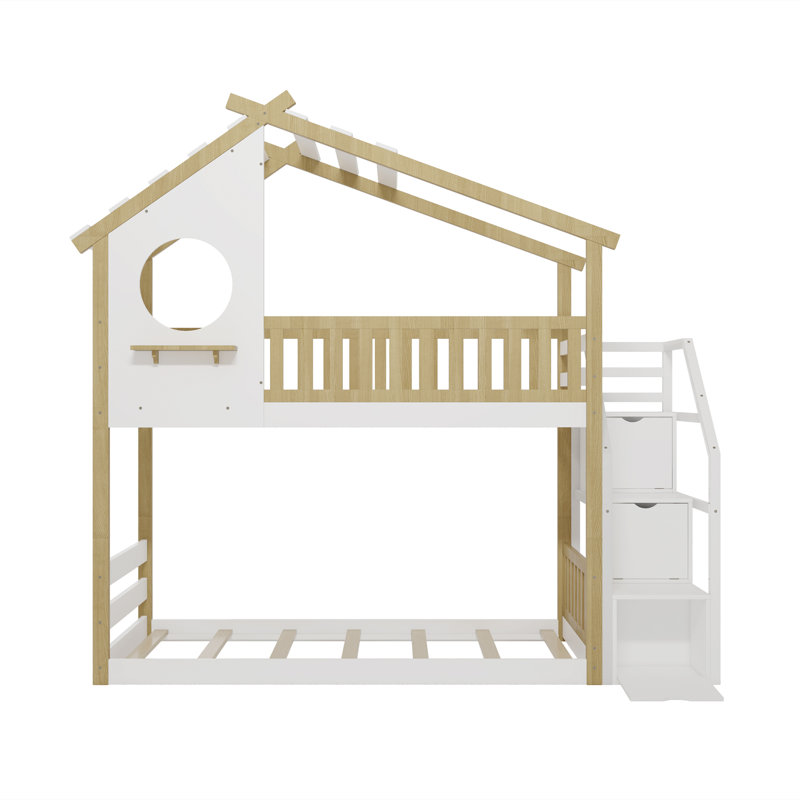Soejima Kids Twin Over Twin Bunk Bed, White