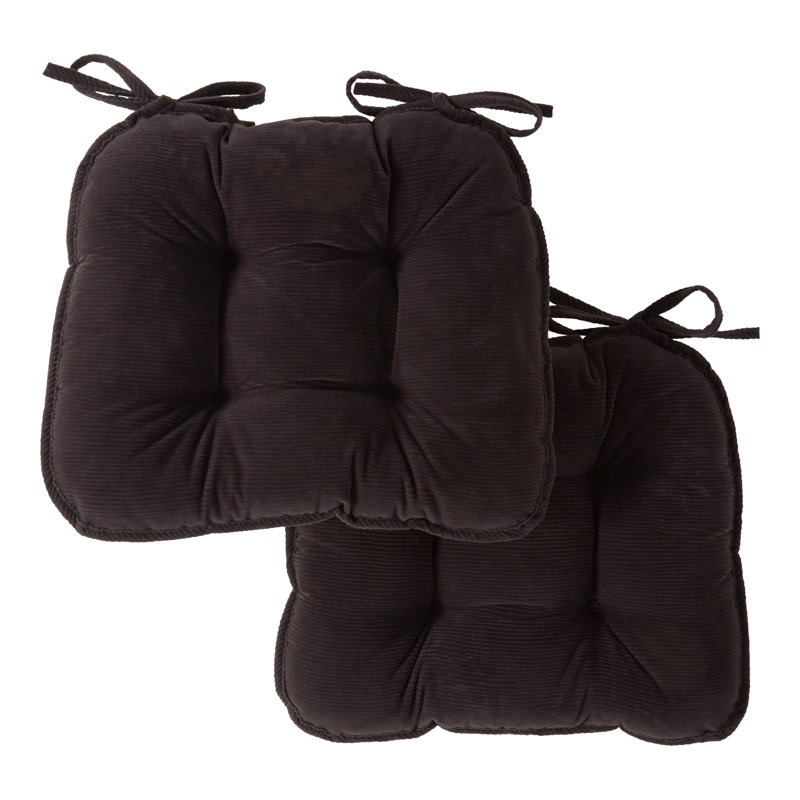 Coussin de siège d'intérieur réversible en velours côtelé, Gris anthracite, Set of 2