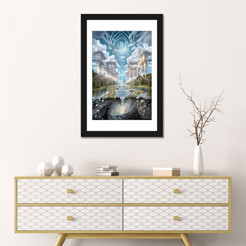 «Genesis II», impression sur toile, Papier beaux-arts encadré noir, Blanc, H 32 po x l 24 po x P 1 po