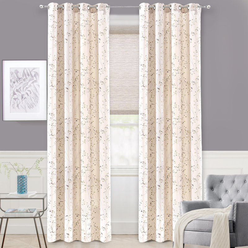 Bucks Room Darkening Curtain Pair, Beige, 50" W x 108" L
