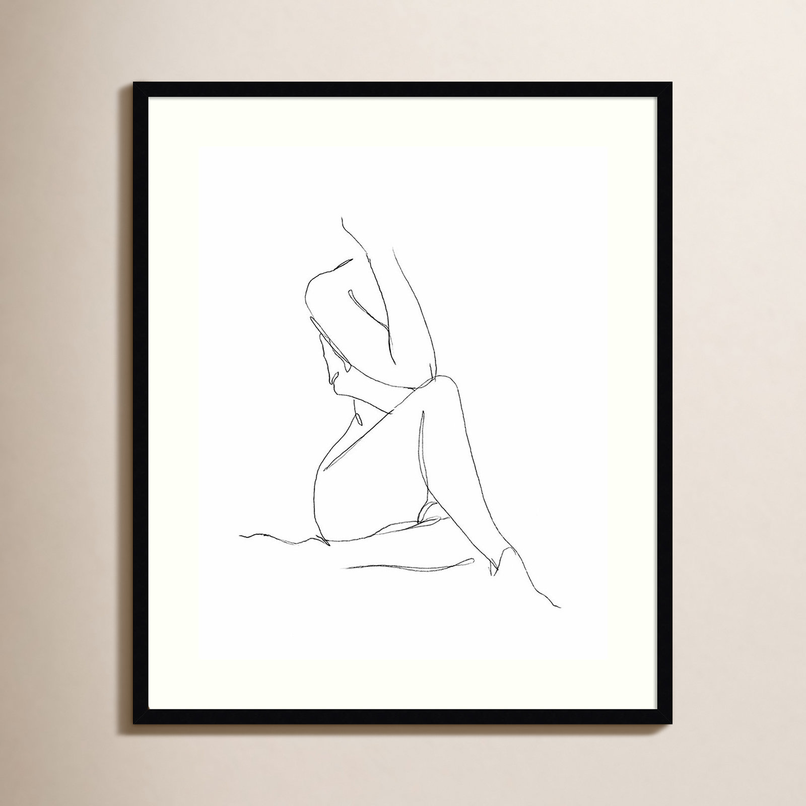 Nude Contour Sketch I by Ethan Harper, Black Framed Paper, 37" H x 31" W