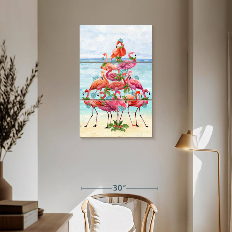 Brampt Coastal Christmas Flamingos II, 57" H x 36" W