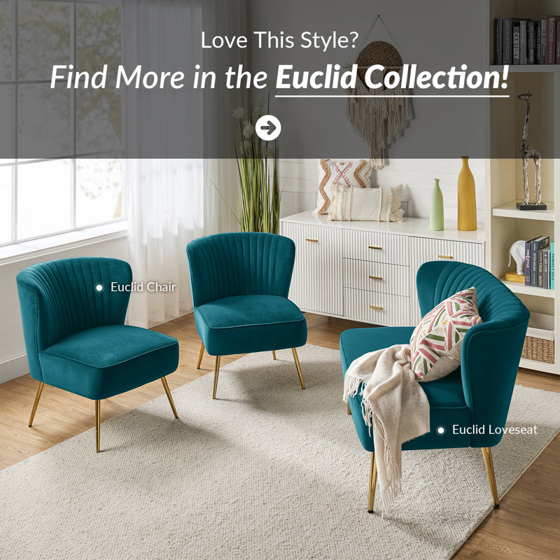 Fauteuil d'appoint Euclid, Velours sarcelle