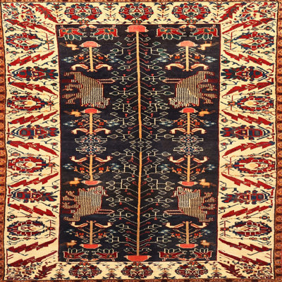 Tapis traditionnel noir / chêne
