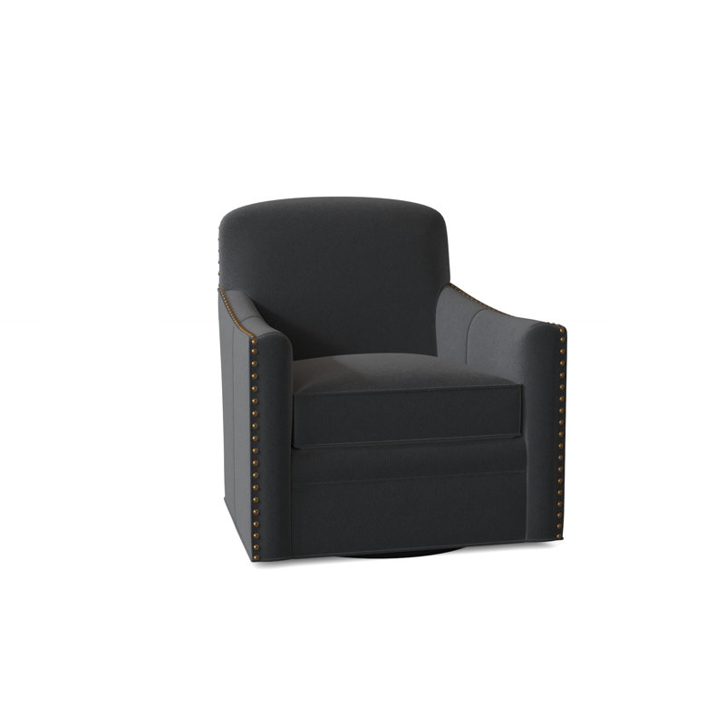Luna Leather Swivel Armchair, Aline Fumo Genuine Leather, French Natural, Swivel - Standard