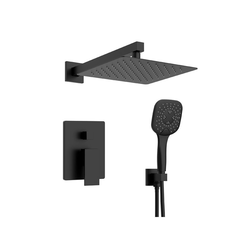 Robinet de douche avec valve brute, Noir mat