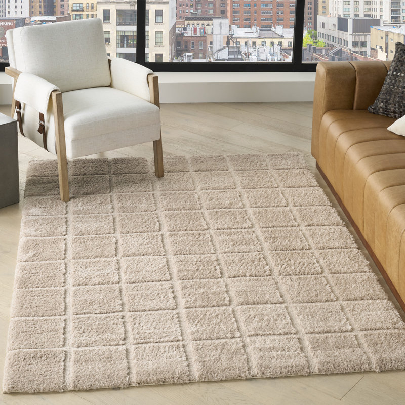 DKNY West End Ave Beige Modern Indoor Rug, Rectangle 3'11" x 5'11"