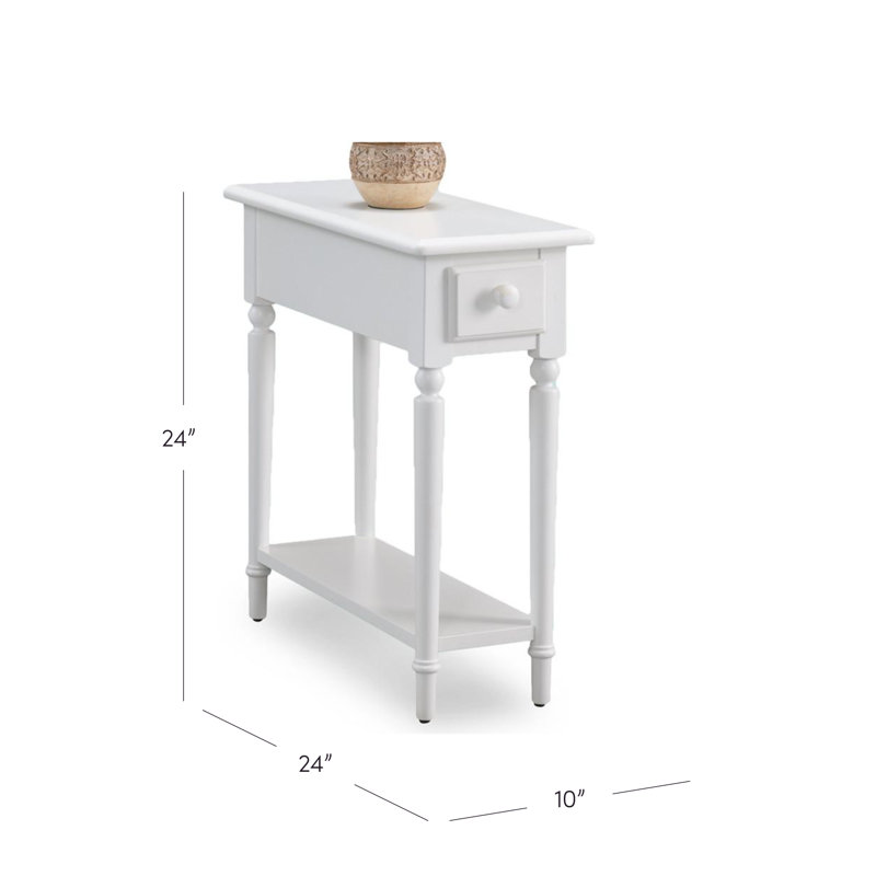 Coastal Solid Wood Narrow Side Table, Orchid White