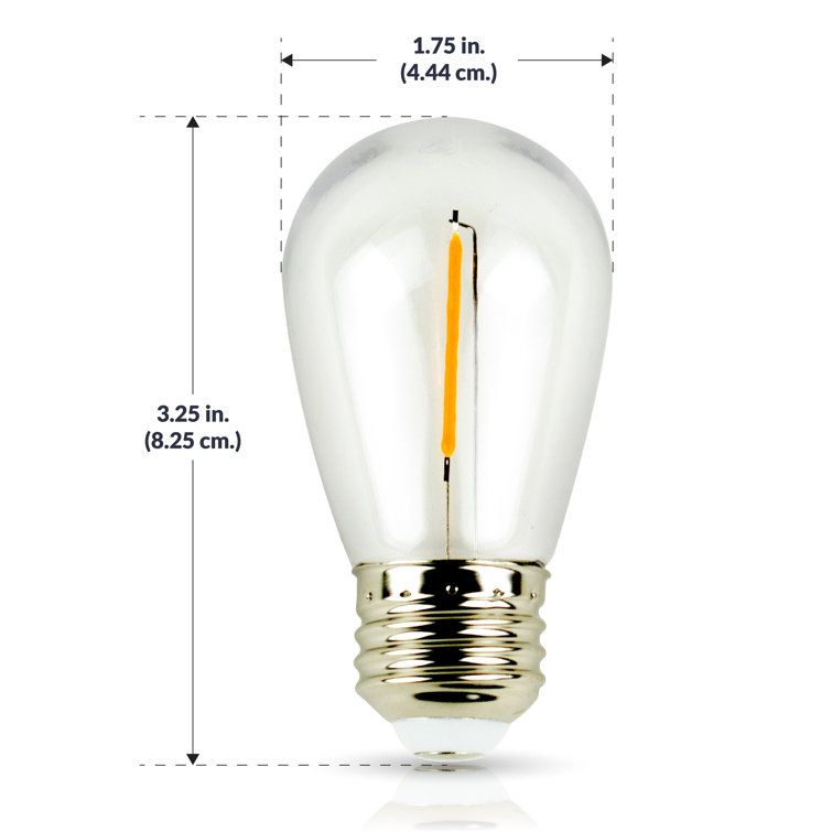 LED Filament S14 Light Bulb, 2200K, 1 Watt