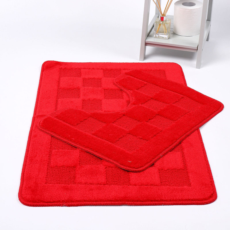 Emitte Polyester Blend Non-Slip Contour Mat, Red
