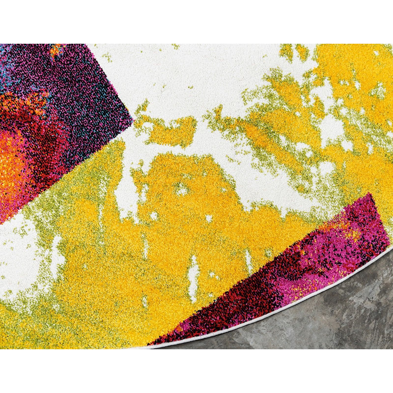 Tanguay Abstract Indoor Rug, Round 6'