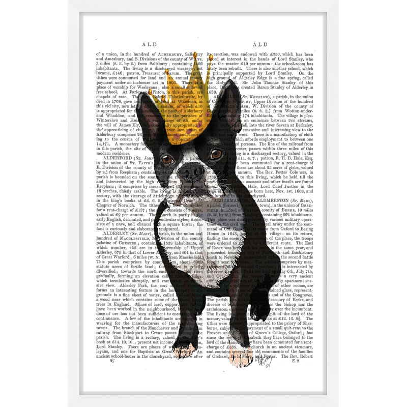 «Brickendon Boston Terrier Crown» par Marmont Hill - reproduction d'art sur papier, H 30 po x l 20 po x P 1,5 po