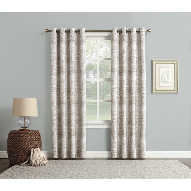 Distressed Global Blackout Lined Grommet Curtain Panel, Camel, 50" W x 95" L