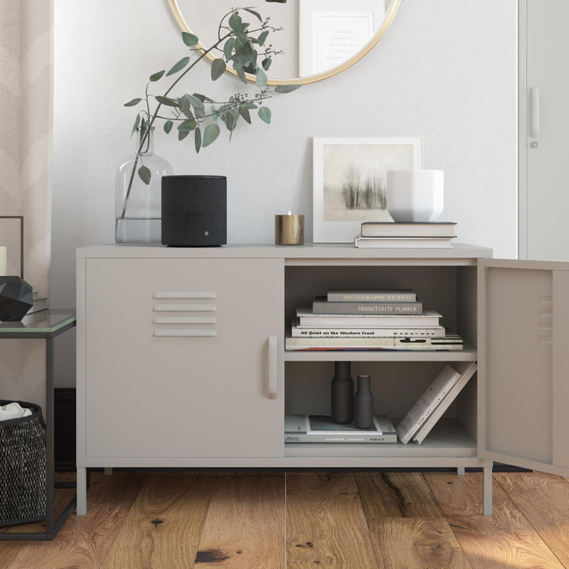 2-door metal locker accent cabinet, Taupe