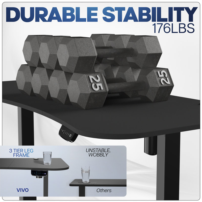 ErgoFlex Black Steel 63" Electric Sit/Stand Desk with Memory Controller