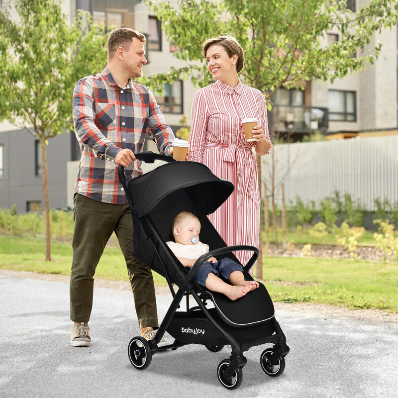 Gymax Foldable 4 Wheel Multi-Child Stroller with Storage, Black