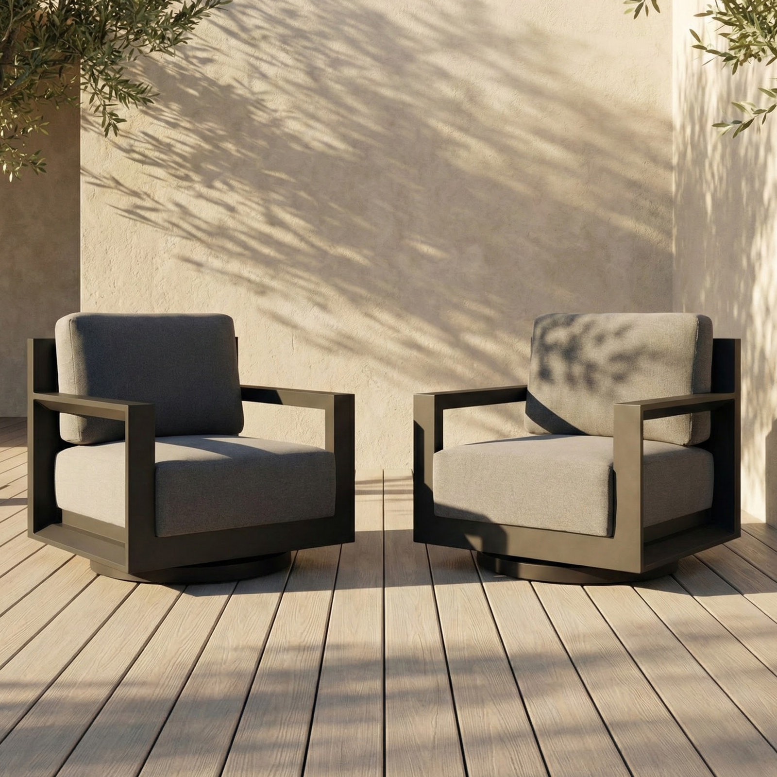 Aden Swivel Patio Lounge Chair, Gray