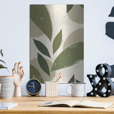 Ivy Bronx «Green Abstract Leaves No 3» par Andreas Magnusson, art mural en métal