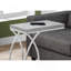 Table d'appoint, en forme de C, bout, côté, collation, salon, chambre à coucher, stratifié gris, métal chromé, contemporain, moderne-591500526