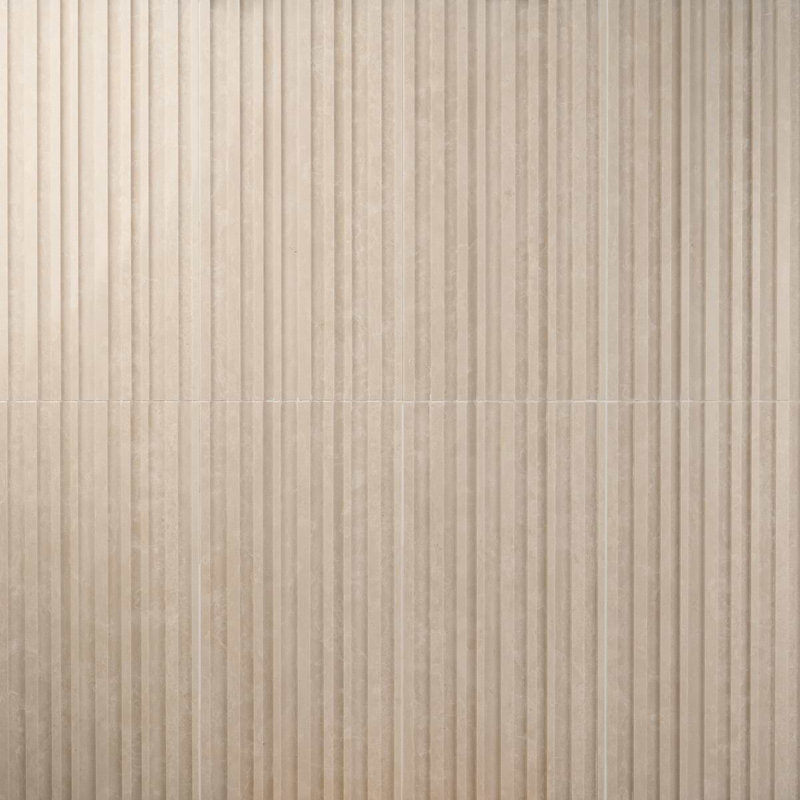 Stonework Botticino Beige 12x24 3D Marble Tile, Barcode 3D Polished/Honed