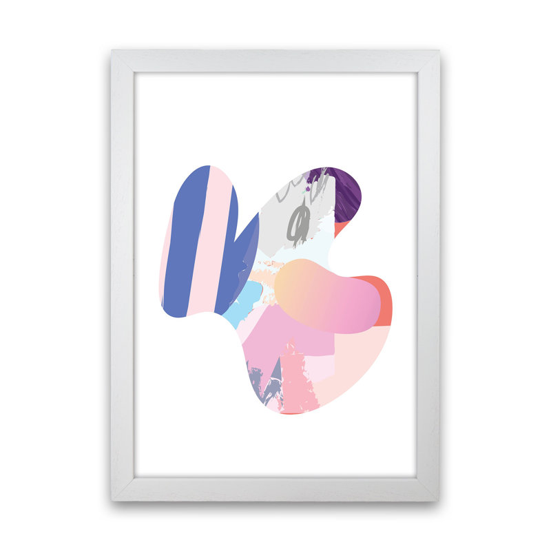 Pink Butterfly Abstract Shape by Pixy Paper - Print, 59.4cm H x 42cm W x 3cm D, White Framed