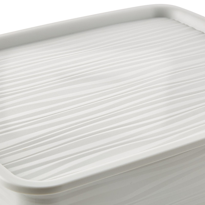 Scribner Medium Wave Pattern Storage Box In Grey, 5.2" H x 14.3" W x 11.9" D