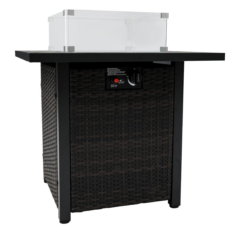 28'' Brown Stainless Steel Propane Fire Pit Table