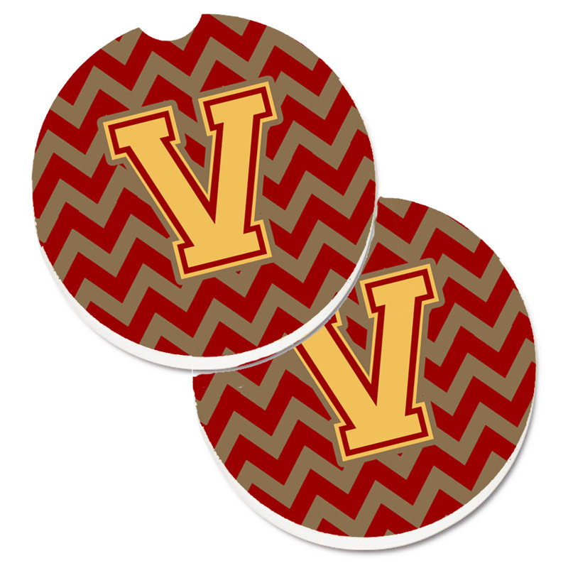 Sous-verre pour voiture, V, Grenat / or