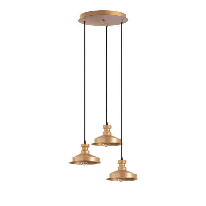 Luminaire suspendu en forme de dôme à 3 lumières Excalibur, Cuivre