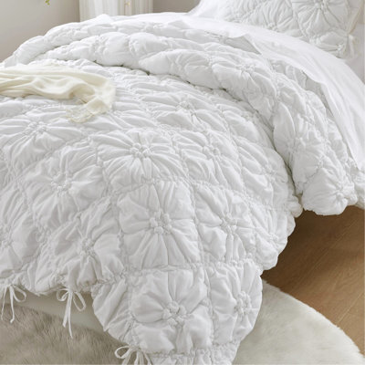 Édredon simple, 2 pièces, joli motif floral, douceur semblable au nuage, rembourrage, 2 attaches lavables à la machine, étreinte douce, chaleur légère, standard