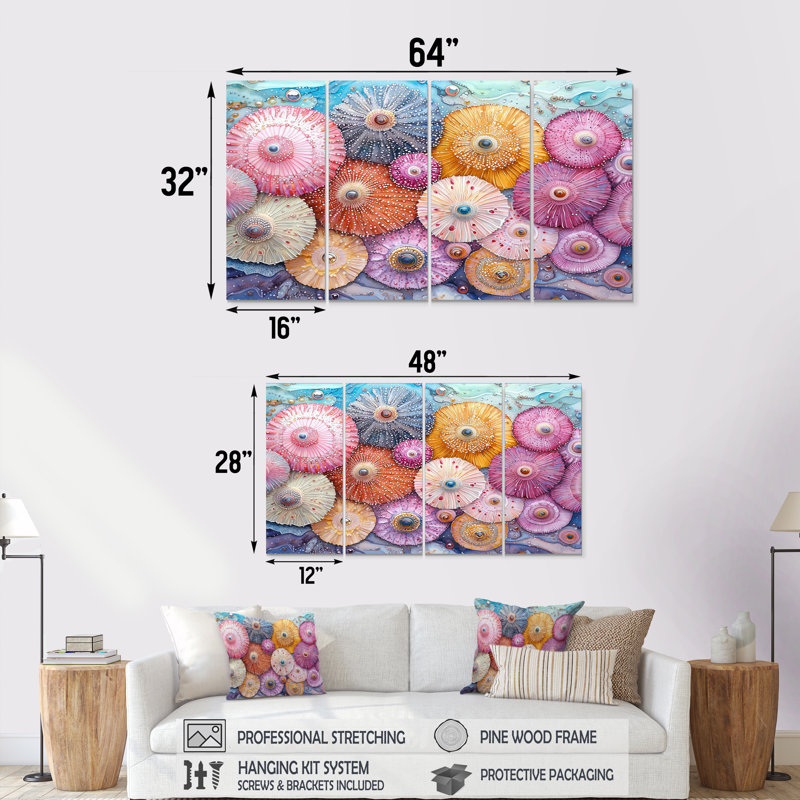 Bolen - décoration murale oursin - - art mural moderne Wal, 4, H 32 po x l 64 po