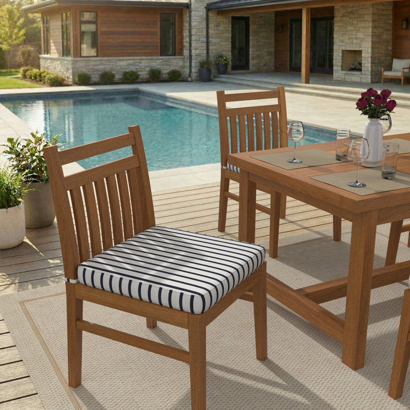 Sunbrella® Indoor Outdoor Dining Chair Seat Cushion, 20" W x 20" D, Lido Indigo