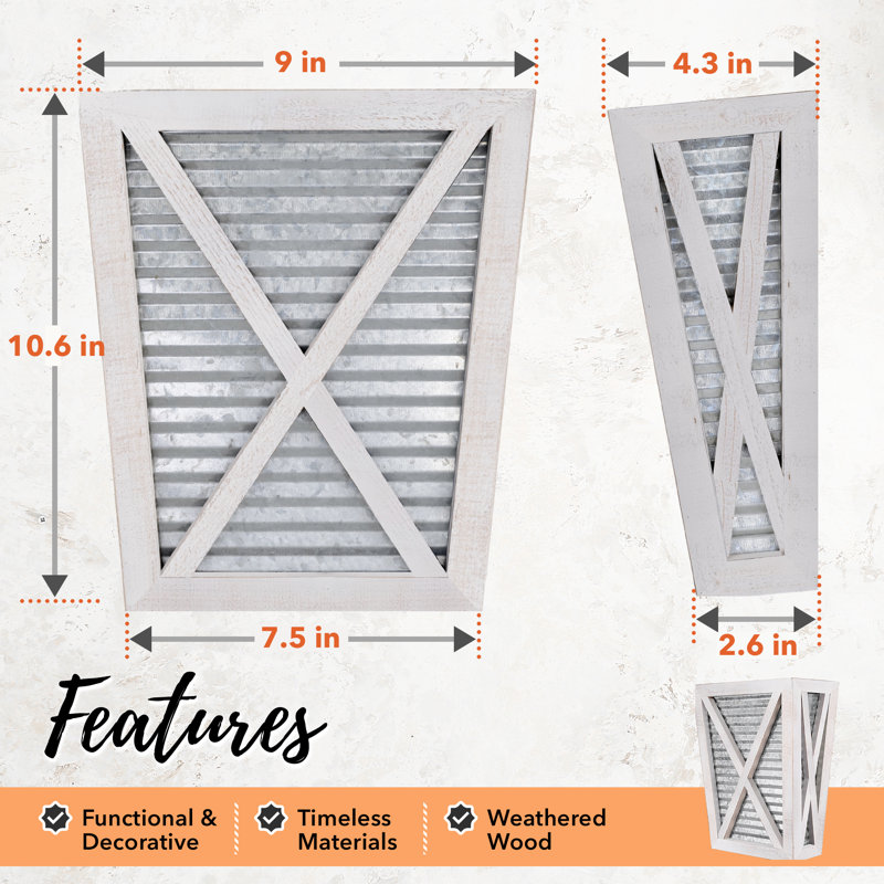 Autumn Alley Large Wall Planter Set - White and Galvanized Metal, White