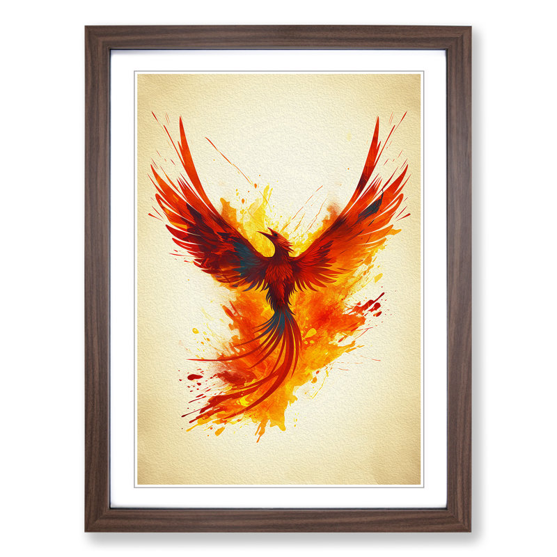 Phoenix Minimalism - Single Picture Frame Print on Wood, Walnut, 46cm H x 34cm W x 2cm D