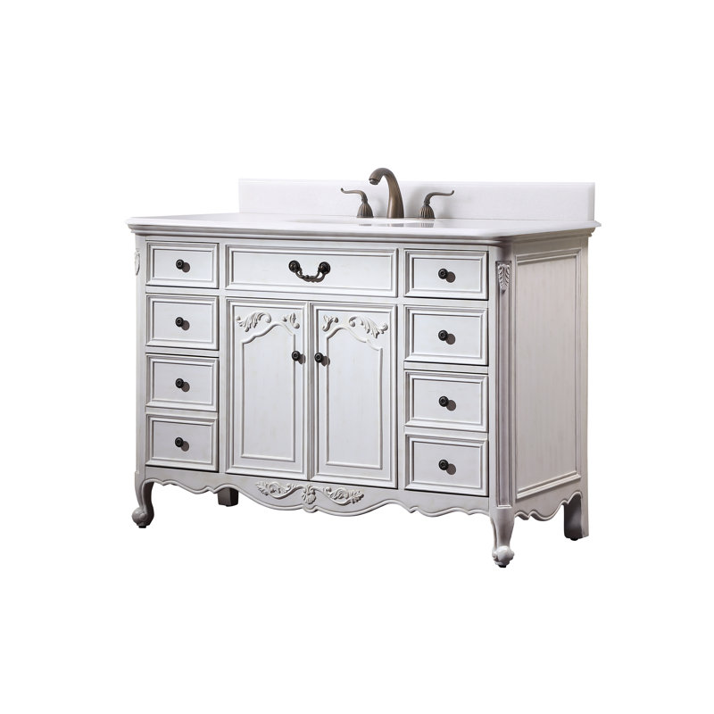 Ensemble de meuble-lavabo simple 48 po Angelique, Blanc, Blanc Guangxi