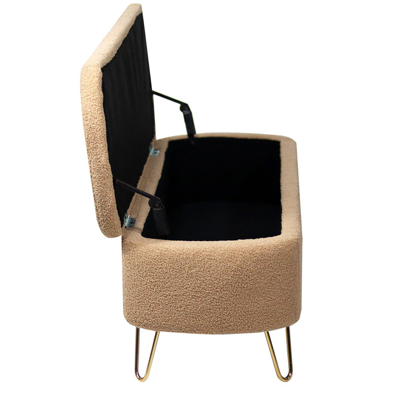 Upholstered Storage Bench, Camel