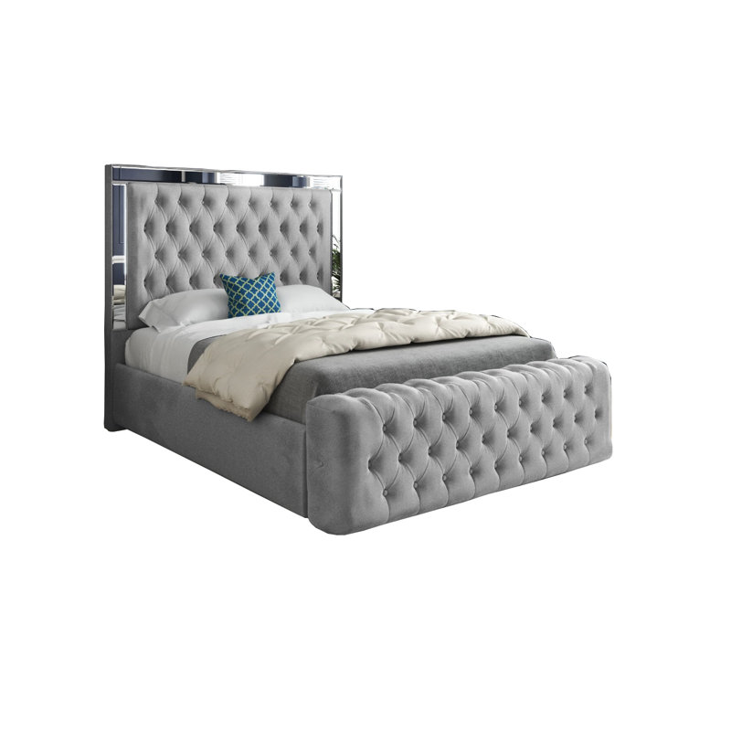 Aleck Upholstered Bed, Small Single (2'6), Grey