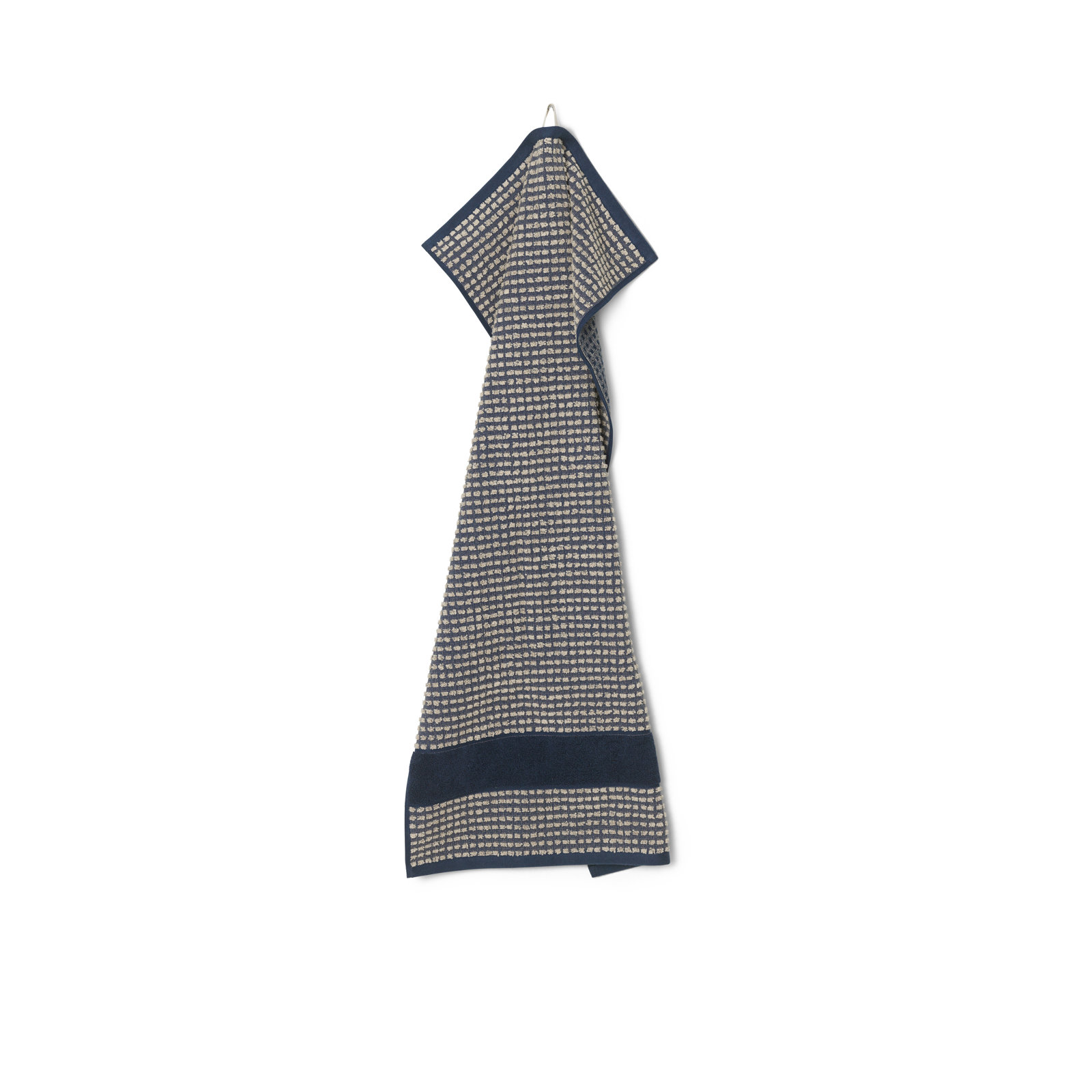 Check Cotton Hand Towel, Blue/Sand