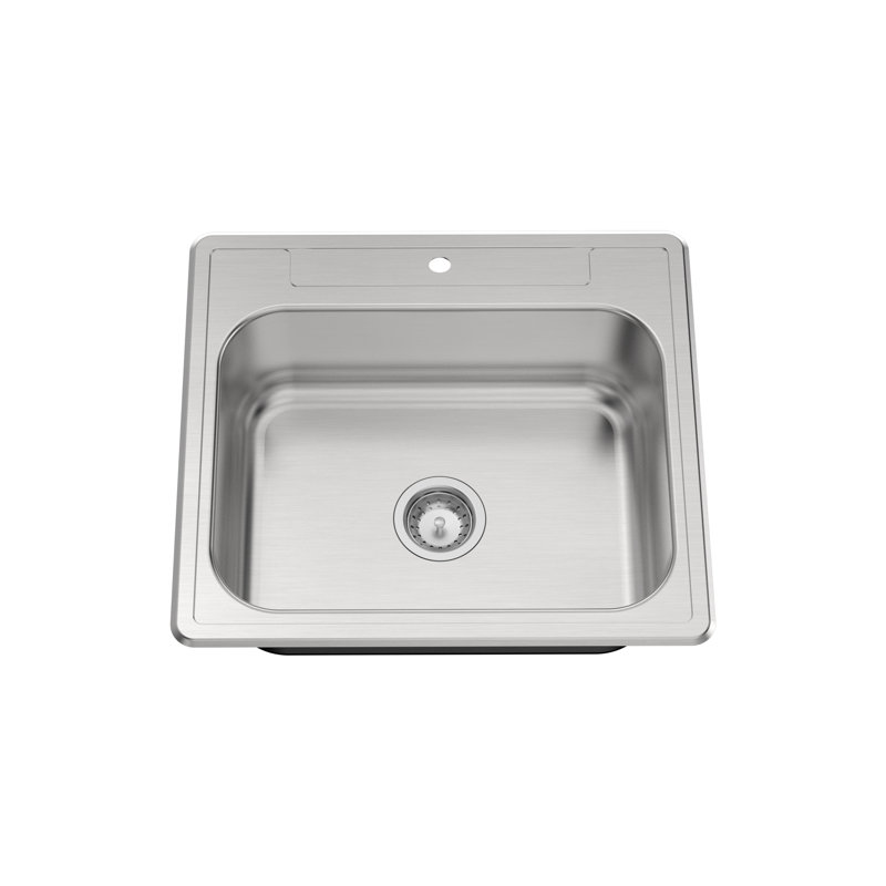 Single Bowl Stainless Steel Kitchen Sink, 8" H x 25" W x 22" D
