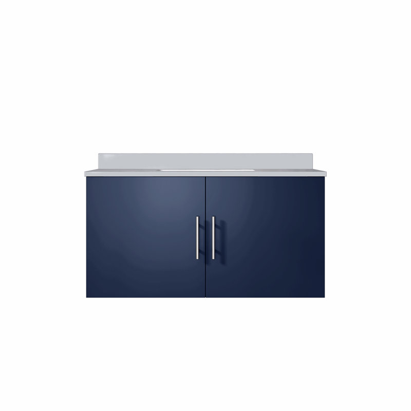 Meuble-lavabo de salle de bain 36 po X P 22 po D, avec plateau en marbre de culture, Bleu