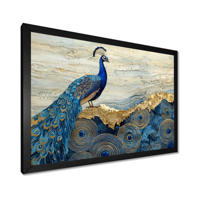 «Harbuck Golden Aqua and Agate Peacock Landscape II», art mural sur toile paon